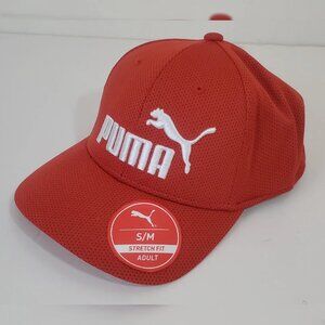 PUMA ORIGINAL BASKETBALL CAP MENS STRETCH FIT SZ L/XL ORANG EMBROIDERED LOGO